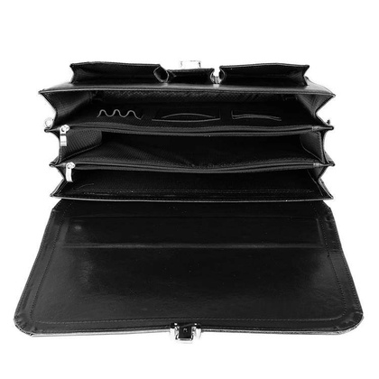 Skórzana teczka męska na laptopa czarna - Pavone Nero Roma 2157 BL