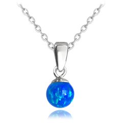 MINET Naszyjnik srebrny KULKA z granatowym opalem