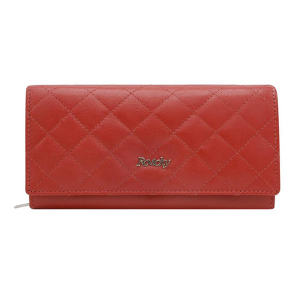 Skórzany portfel damski w orientacji poziomej na zatrzask — Rovicky