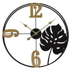 Zegar metalowy z monsterą okrągły