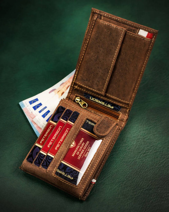 Skorzany portfel meski bez zapiecia