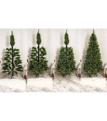 Choinka sztuczna PE01 150 cm zielona z metalowym stojakiem jasnozielona silikonowa