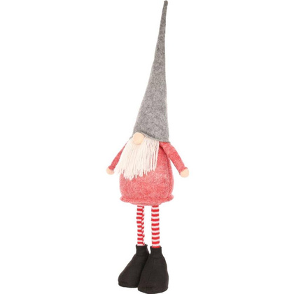 SKRZAT GNOM DEKORACYJNY NA TELESKOPOWYCH NOGACH 64-79CM CZERWONY