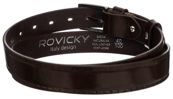 Stylowy pasek meski z lakierowanej skory naturalnej licowej