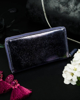 Przepiękny błyszczący portfel damski piórnik, marki Pierre Andreus®