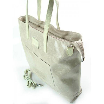 DUŻA TORBA SHOPPER BAG VERA PELLE NA RAMIĘ ŚWIECĄCA WŁOSKA SKÓRA A4 RÓŻ PUDROWY X87RR KEMER