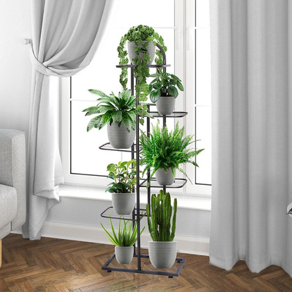 Kwietnik 6-poziomowy na doniczki metalowy czarny 118cm