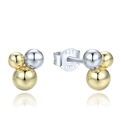 MINET Eleganckie srebrne kolczyki srebrne i pozłacane kulki