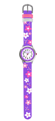 CLOCKODILE Kwiecisty błyszczący fioletowy zegarek dziewczęcy FLOWERS
