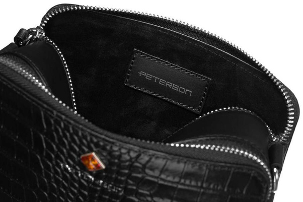 Skórzana listonoszka damska z tłoczeniem na wzór skóry krokodyla