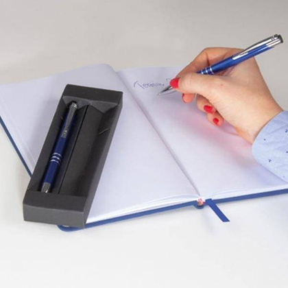 Zestaw piśmienny metalowy CLAREMONT Niebieski