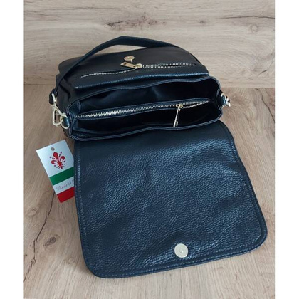 Piękna listonoszka dużo schowków ,skórzana Włoska raportówka A5 Czarna VP954N