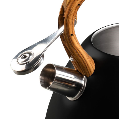 Czajnik stalowy tradycyjny z automatycznym gwizdkiem czarny 3 l