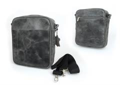 Skórzana torba męska na ramię B-939/CRE Szara