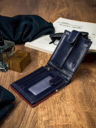 Poziomy portfel męski dwukolorowy ze skóry naturalnej hq