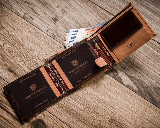 Skórzany dwukolorowy portfel męski