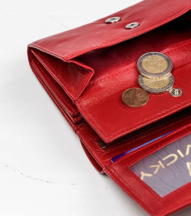 Skorzany pojemny portfel damski