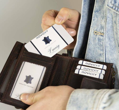 Skórzany portfel w stylu retro Rovicky Brązowy