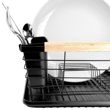 Suszarka na naczynia talerze sztućce czarna ociekacz do naczyń 38x30,5x15,5 cm