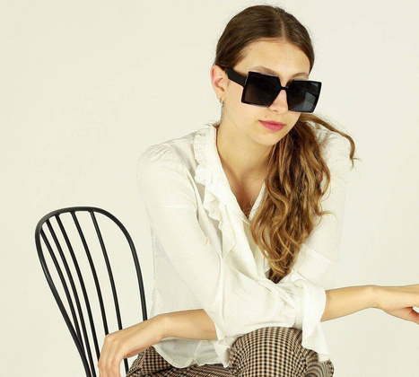 Retro okulary przeciwsłoneczne MAZZINI SQUARE BIG czarny - min. zamówienie 20 / 50 / 100 szt.