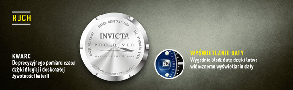 ZEGAREK MĘSKI INVICTA PRO DIVER 26971 - WODOSZCZELNOŚĆ 200m, koperta 40mm