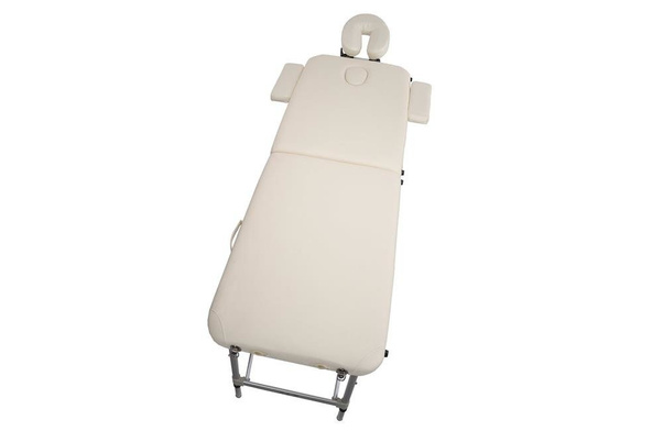 Stół, łóżko do masażu 2-segmentowe aluminiowe Kremowe