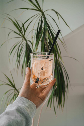 Słomki szklane czarne 20cm zestaw 6 sztuk ze szczoteczką 26599