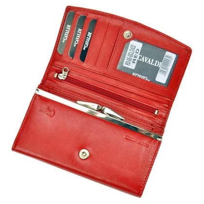 Duży, poziomy skórzany portfel damski z systemem rfid