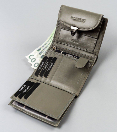 Portfel damski ze skóry naturalnej zamykany klapką, RFID