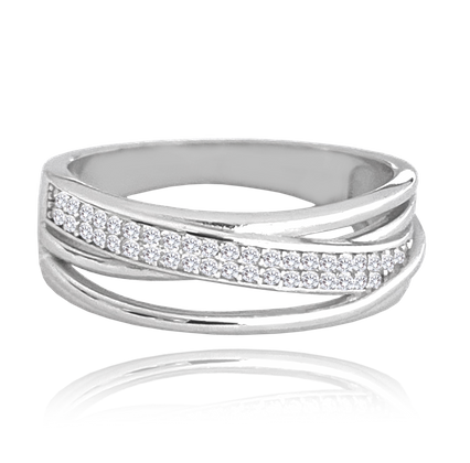 MINET Pierścien srebrny z białymi cyrkoniami wielkość 22