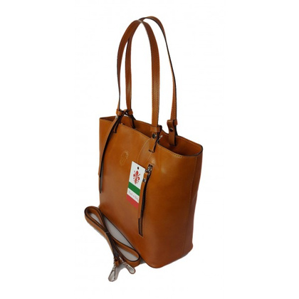 Torebka na ramię Vera Pelle ,Włoski skórzany kuferek format A4, Camel  KM446C