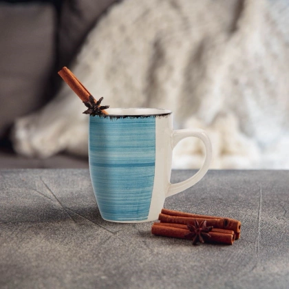 Kubek ceramiczny z uchem do picia kawy herbaty FADED BLUE 355 ml