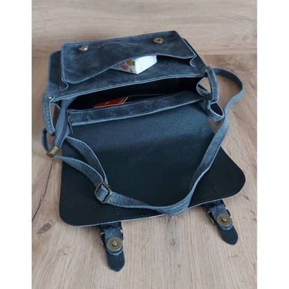 Zamszowa listonoszka ,chlebak Vera Pelle ,pojemna przewieszka A5 VPZ435T