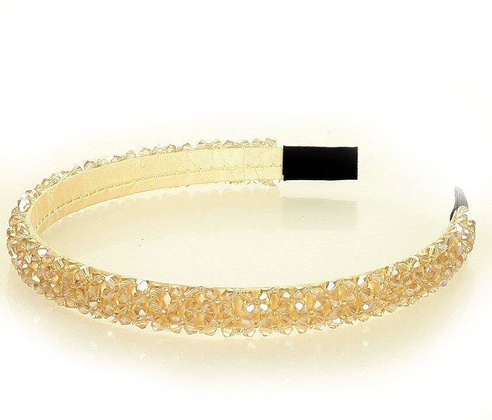 Stylowa opaska na włosy kamienie tiara złoty MAZZINI - min. zamówienie 20 / 50 / 100 szt.