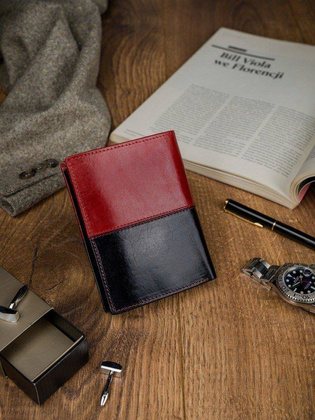 Skórzany portfel męski pionowy ze skóry d1072-vt2 black-red