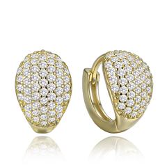 MINET Pozłacane kolczyki srebrne krople z białymi cyrkoniami