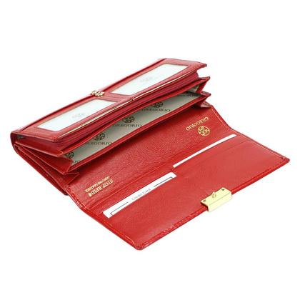 Portfel damski skórzany LS-122 Czerwony Duży