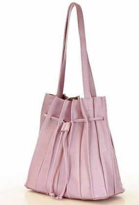 MARCO MAZZINI Plisowana torebka worek na ramię skóra naturalna sacco bag  lila róż - min. zamówienie 20 / 50 / 100 szt.