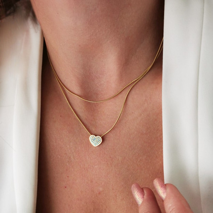 Naszyjnik stal szlachetna pozłacana 14k złotem NST1488