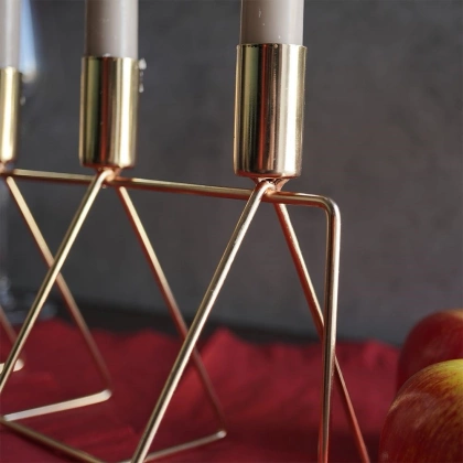 Świecznik na 4 świece metalowy złoty podstawka pod świecę na świeczki loft adwentowy