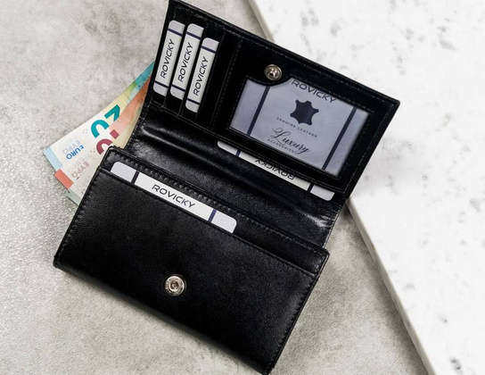 Duży portfel damski z bydlęcej skóry naturalnej