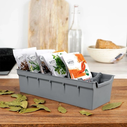 Organizer pojemnik kuchenny na przyprawy torebki dzielony szary