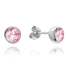 MINET Kolczyki srebrne z różowymi cyrkoniami