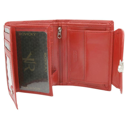 Skórzany portfel damski z ozdobnym zapięciem