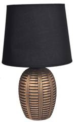 Lampa ceramiczna złoto czarna z czarnym abażurem