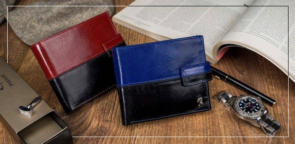 Skórzany portfel męski pionowy ze skóry d1072-vt2 black-red