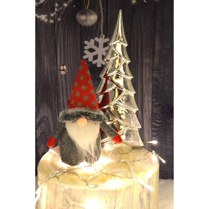 Mikołajek dekoracyjny z workiem na prezent 20 cm czerwony