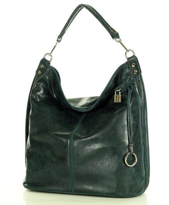 Ponadczasowa torebka worek skórzana MAZZINI - Renella szmaragdowy zielony - min. zamówienie 20 / 50 / 100 szt.