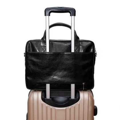 Skórzana torba męska czarna na ramię laptopa 15,6" - Pavone Nero Sorrento 2355 BL