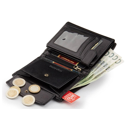 Pionowy portfel męski ze skóry naturalnej RFID